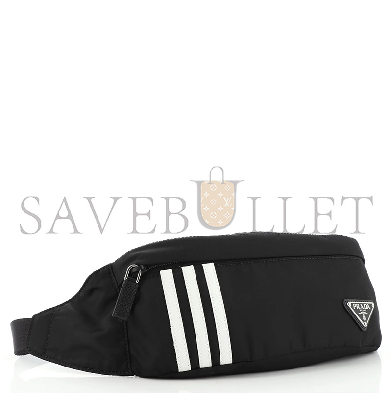 PRADA X ADIDAS BLACK NYLON BELT BAG 2VL034 (26*12cm) 